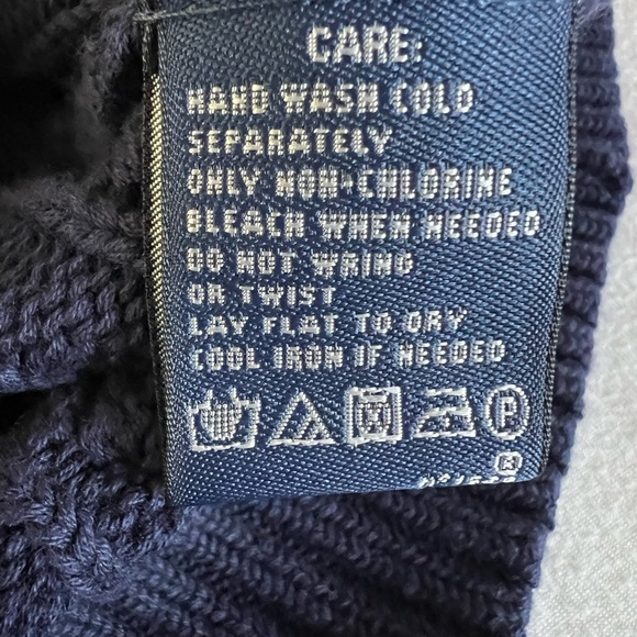 Ralph Lauren blue cable knit sweater, V-neck Sz M White Pony minimal Classic - Picture 5 of 10